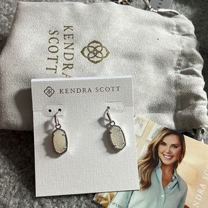 NWT Kendra Scott silver Lee earrings white druzy stone